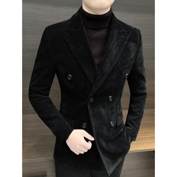 Customized Logo Printing Chenille Men's Winter Double-Breasted Suit Jacket Business