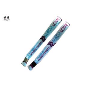 China Festival Fabric Wristbands With Aluminum Clip , Custom Design Event Wrist Band on sale