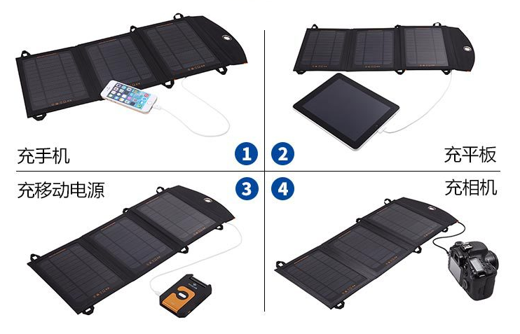 Waterproof Jade Tools 11W 3 panel pure solar charger USB output 5V