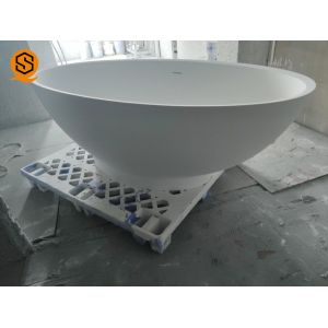 Solid Surface Artificial Stone Bathtub Oval Freestanding Soaking Tub