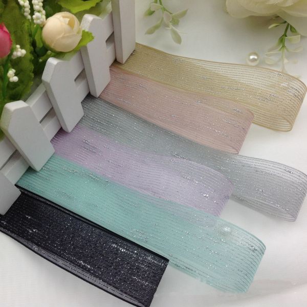 wired organza mesh webbing gift 10 Yards Per Roll Christmas Decorative Metallic Foil Poly Mesh Ribbon
