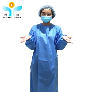 Quality Disposable Surgical Gown Utrosonic Welding knitted cuff Sterile individual package for sale