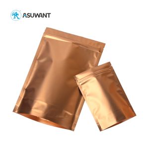 Aluminum Foil Plastic Zipper Packaging Bags Gold Gloden Metallic Matte