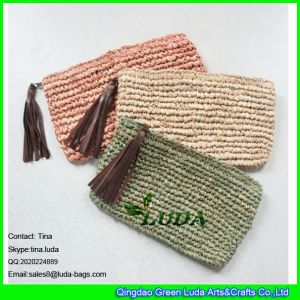 China LUDA lady cosmetic bags fashion crochetting paper straw handbags purses on sale