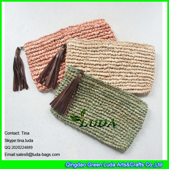 Buy LUDA lady cosmetic bags fashion crochetting paper straw handbags purses at wholesale prices