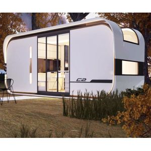 Stylish Small Capsule House Electroplated Steel Structure Camping Space Capsule