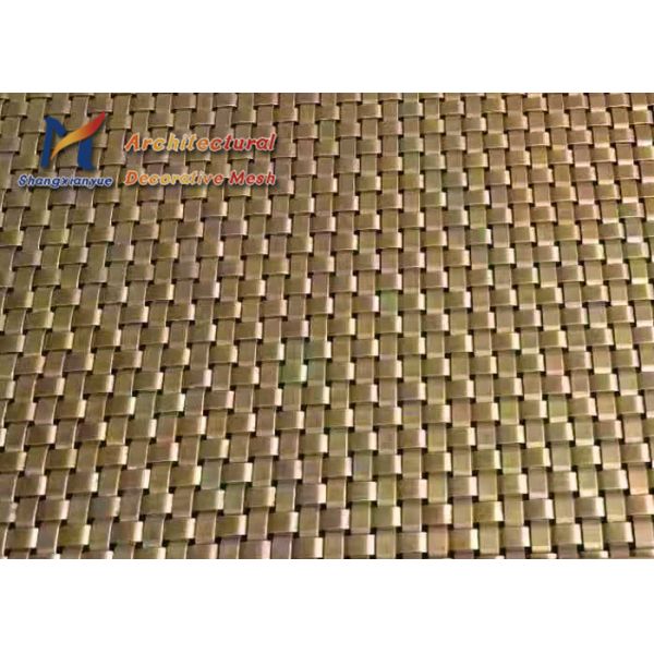 Flat Single Crimped Wire Mesh Decorative Grille Antique Brass Bookcases