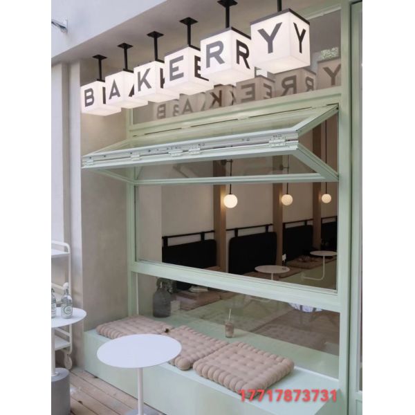 Aluminium Bi Fold Window Fold up Glass Windows American Vertical Roll up Grid Folding Window for Bar Shop