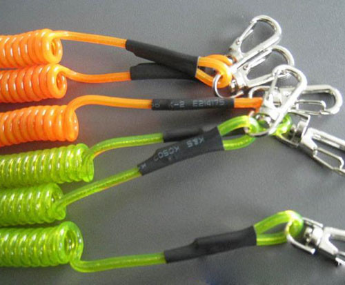 Snap hook&key ring ends combination key keeper coil tether fashion blue lanyard