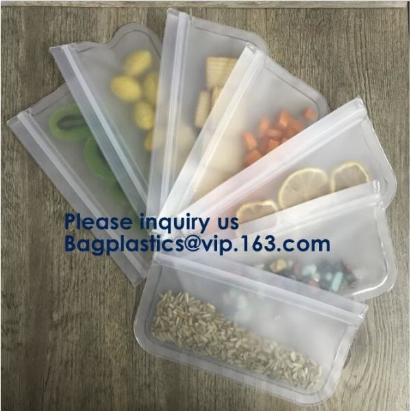 5pcs Set Pack Food Snack Storage PEVA k Reusable Peva Food Storage Zip Seal Sandwich Snack Bag, Bagease Bagplastic