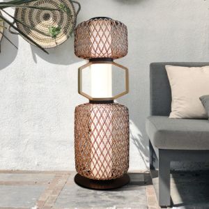 Decorative Rattan Standing Lamp 3500K CCT For Hotel Residential
