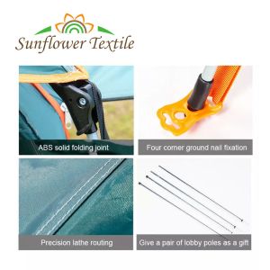 215x215cm 210D Silver Coated Sunscreen Cloth Waterproof Camping Tent Automatic