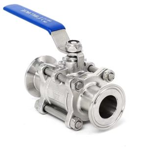 China DN20-DN300 Sanitary Stainless Steel 3pcs Ball Valve with Tri Clamp Connection and Size on sale