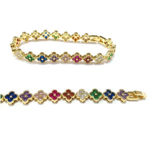 Fresh Water Pearl CZ Stones Tennis Bracelets Plated Custom Jewelry Rainbow Gold