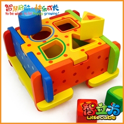 Cheap Wooden DIY Enlighten Toddler Geometric Block Shape Recognition Box