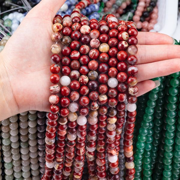 Natural Polished Crystal Red Jasper Gemstone Beads 8MM For DIY Unique Jewelry