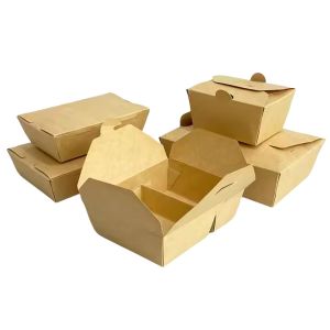 Eco-Friendly Food Takeaway Boxes Custom Kraft Fast food packaging box Wholesale