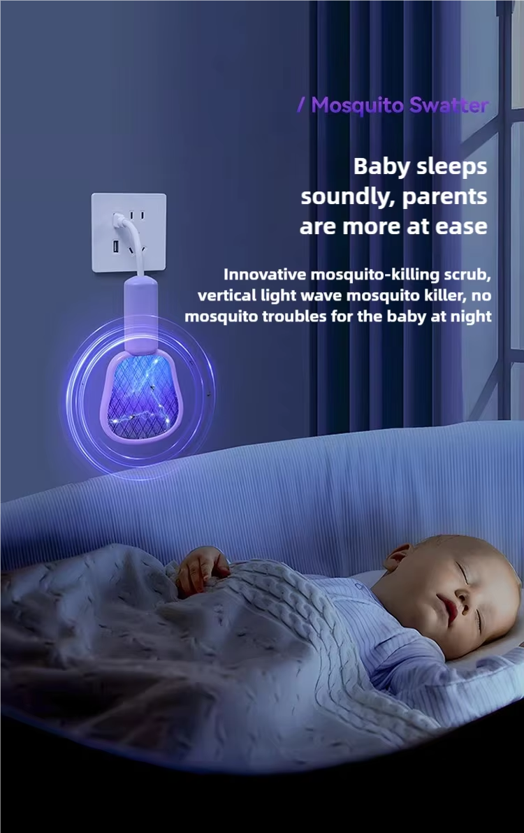 JZ 3 in 1 USB Type Portable Mosquito Lamp with Night Light and High Voltage