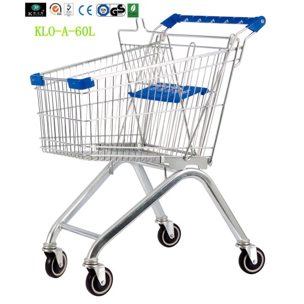 Buy Small Portable Chrome Plated Steel Shopping Carts 60L / Supermarket Push Cart at wholesale prices