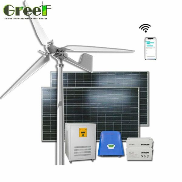 Buy Industry Solar Hybrid Pitch Control Wind Turbine 3phase PMG 5KW at wholesale prices