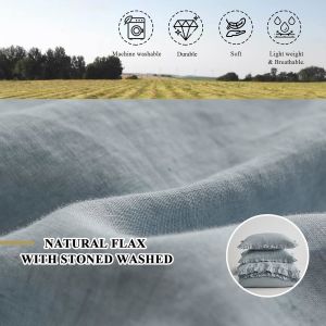 100TC Washed French Linen Duvet Cover Set Sustainable Anti Bacteria