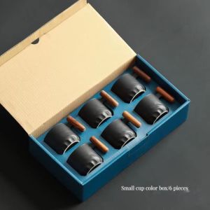 Stacked Coffee Cup with Wooden Handle and Spoon Set Rustic Nordic Style 50ml