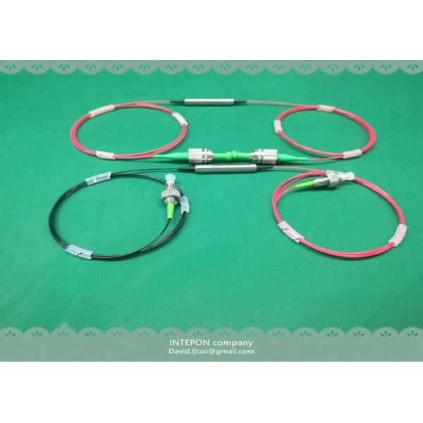 PM isolator, 1310nm, dual stage, 900um loose tube, FC/ACP connector, 0.8m fiber length.