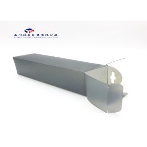 Opaque Grey Color PP Packaging Box Plastic Boxes Hang Hole On Top Of Box 26cm H