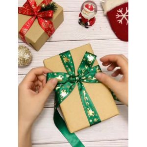 Quality Beautiful Luxury Gift Wrapping 38mm Printed Wired Ribbon Merry Christmas ribbon custom ribbon for gift packing for sale