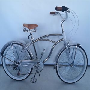 Adult 3 Speed 24 Inch 3.0 Inch Fat Tire Beach Cruiser Bike with Double Wall