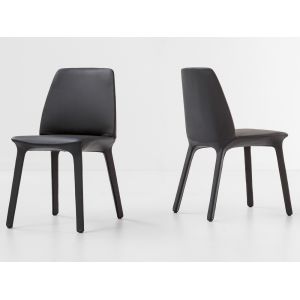 Bonaldo Flute Leather Fiberglass Dining Chair Designed By Mauro Lipparini