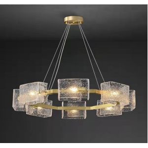 H65 Brass Contemporary Modern Decorative Lamps Water Ripple Glass Light Tricolor
