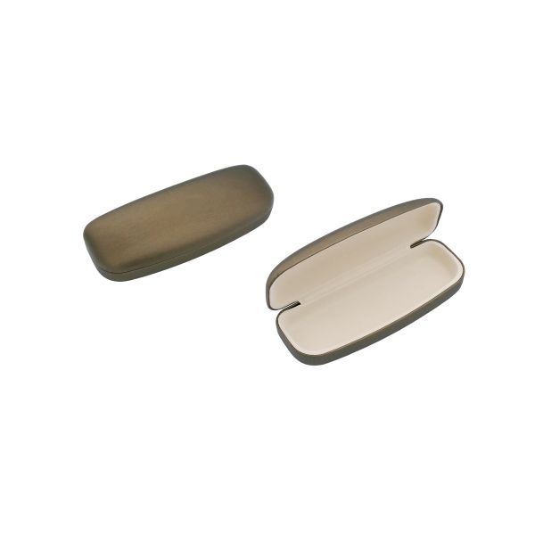 W8201 Metal Hard Eyeglass Case With Leather , Embossed Print / Hot Stamped Logo