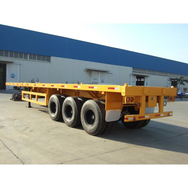 Buy 3 axles 40ft container semi trailer flatbed trailer discount at wholesale prices