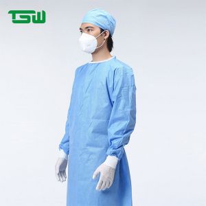 Sterile SMS Disposable Hospital Gowns With Rib Cuff