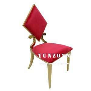 China Elegant Gold Stainless Steel Dining Chair with Poker Diamond Design on sale