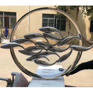 Modern Mirror Fish Group Welding Stainless Steel Art Sculptures