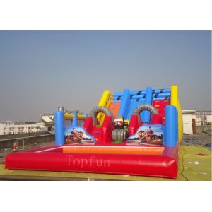 Red Multifunctional Inflatable Water Slide With Obstacles N Pool
