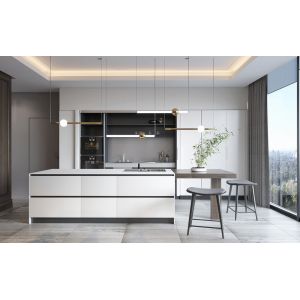 Assemble Custom L Shaped Lacquer White Shaker Kitchen Cabinets