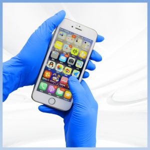 Powder Free Blue Nitrile Gloves Anti Static Abrasion Resistant