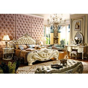 Italy French Antique Royal Luxury European Bedroom Furniture Classic Solid Wood