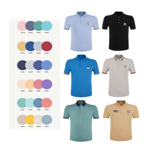 Cotton Custom Logo Embroidered Polo Shirts Dry Quickly Fit Green Printing