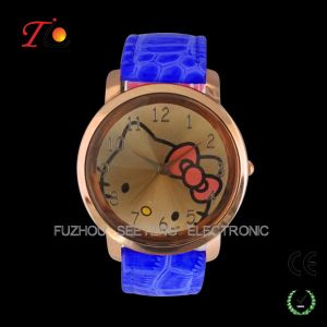 Colorful PU leather strap watches for young girls and cute hello kitty dial