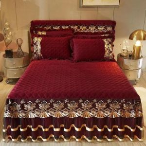 4 Piece Flat Sheet Pillowcase Bedspread Luxury Embroidered Bedding Set for Hotel