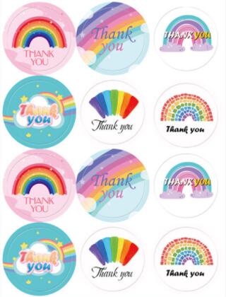 Round Shape Thank You Self Adhesive Sealing Stickers 2.5*2.5cm Waterproof