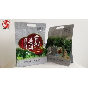 Printed Stand Up Pouches For Tea , Customized Plastic Pouch Bags With Handle On Top