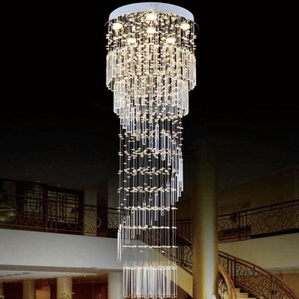 Buy K9 Crystal Chandelier Modern Flush Mount Crystal Light Spiral Ladder Luxury staircase long chandelier(WH-NC-17) at wholesale prices
