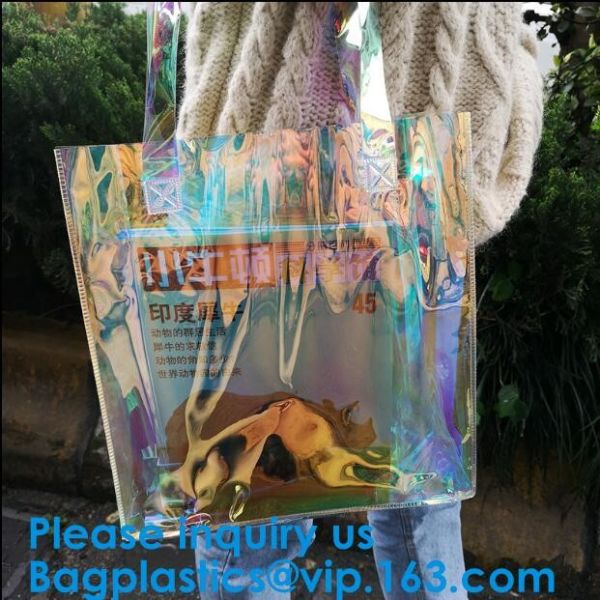 Fashion Hologram Laser Handbag Purse Shoulder Summer Beach Bag for Women,women hologram handbag jelly pvc clear shoulder