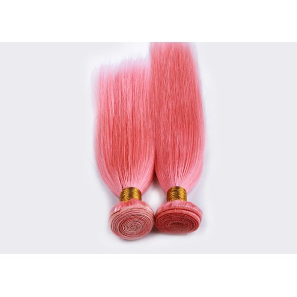Customized Pink Virgin Human Long Hair Extensions 30 Inches Shedding Free
