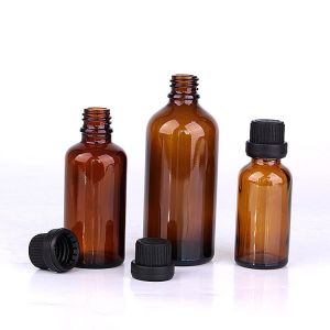 Senior PAK OEM/ODM Acceptable Amber Glass Essential Oil Bottle with Plastic Lid